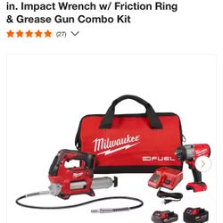 M18 FUEL 18V Lithium-Ion Brushless Cordless High Torque 1/2 in. Impact Wrench w/ Friction Ring & Grease Gun Combo Kit