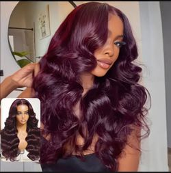 Burgundy Lace Front Wig human hair