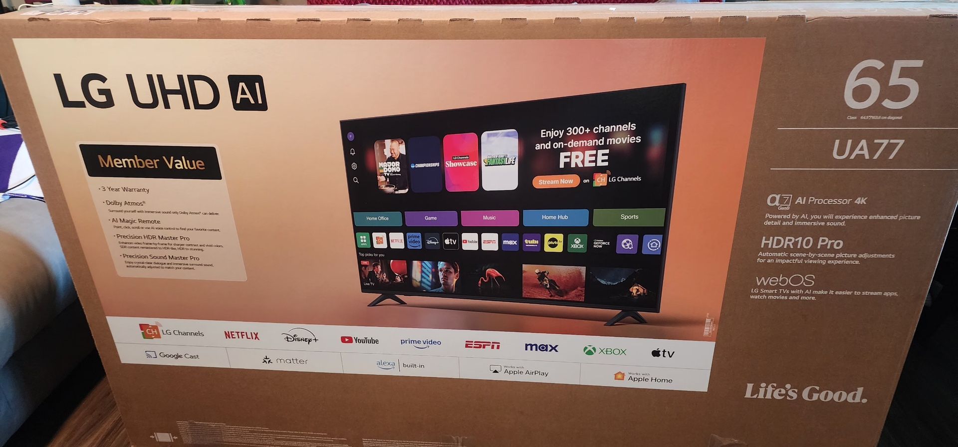 LG 65" 4K UHD UA75 AI Smart TV, 65UA7500