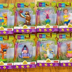 1999 Vintage Disney Winnie the Pooh Collectible Figures SET of 8 Fisher Price