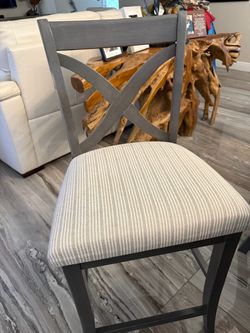 Gray Wood Dining Chair with Upholstered Seat