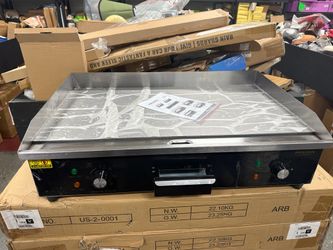 ROVSUN 30" Electric Griddle, Electric Countertop with Half Flat Top Griddle, 3000W Grill Stainless Steel with Adjustable Temperature Control 122°F-572