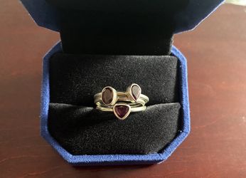 Silver And Gemstone Stackable Rings