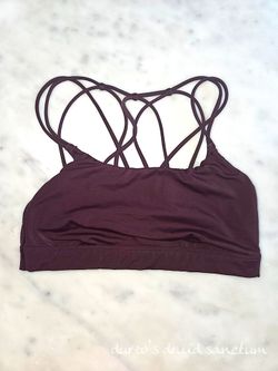 All in Motion Strappy Back Sports Bra | Size Small | Burgundy Medium Support Activewear