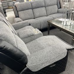 Two Tone Reclining Couch And Loveseat!