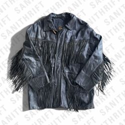 Vintage Leather Fringe Zip Jacket