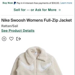Nike Swoosh Women’s Sherpa Full Zip Jacket Sail