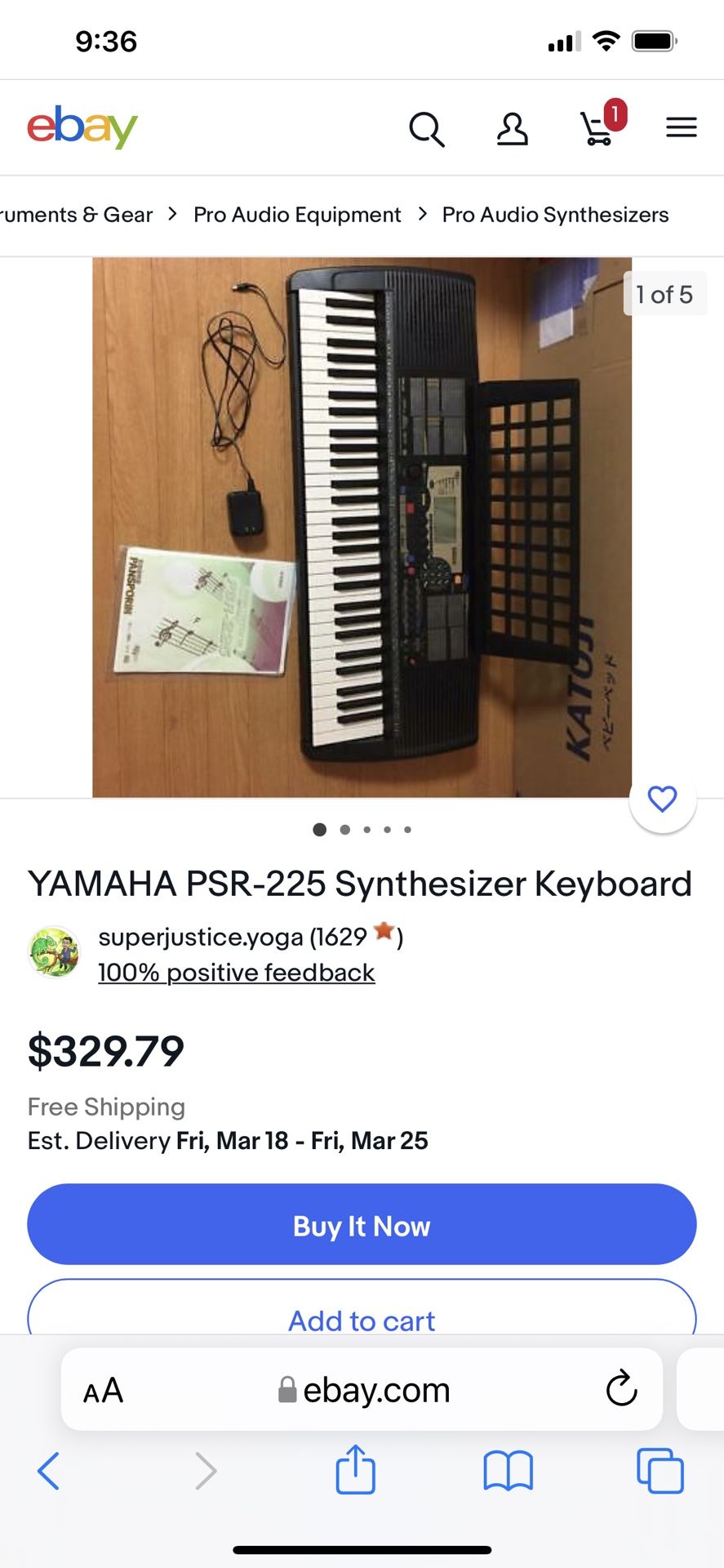 Yamaha PSR-225 Electric Keyboard