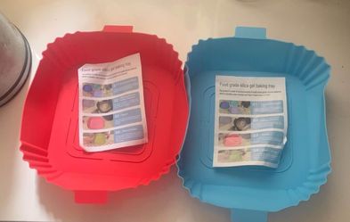 Air Fryer Liner Silicone Liner 2 Pc Set Red And Blue Liners 