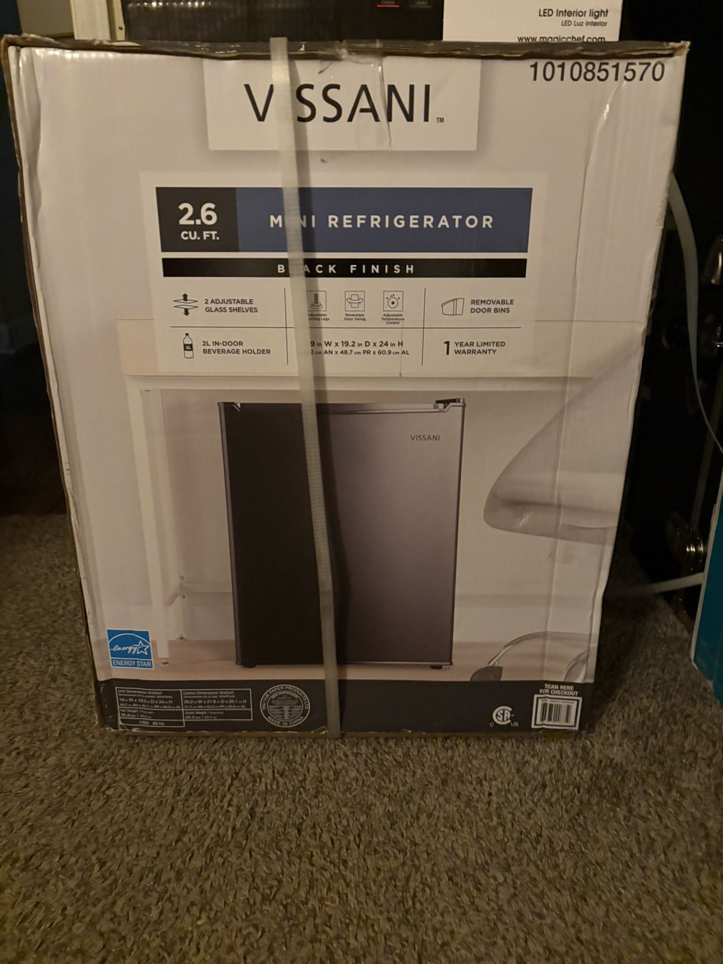 Visanni Mini Fridge; Silver; 2.6 Cubic Feet