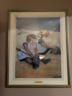 Mary Cassatt 'Children Playing on the Beach' Framed Print