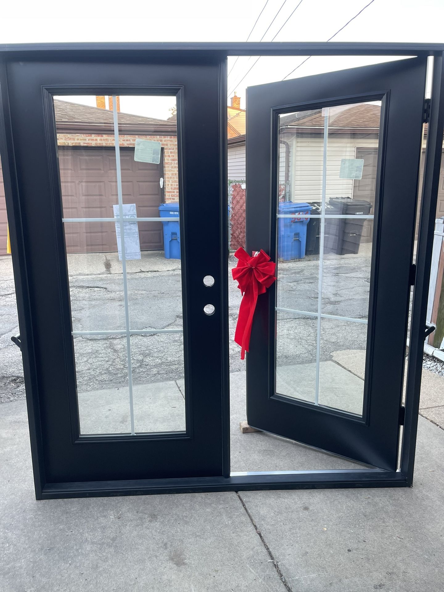 New Patio Door Stel Outswing Black Size W74 H81. Right Hand Outswing Open First $750 Jam Is 4.9/16 Molding To