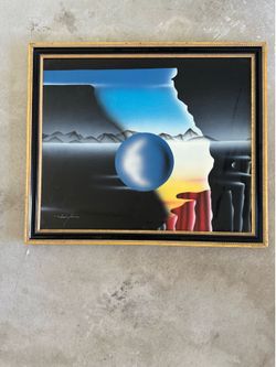 J. Kendall acrylic canvas universal abstract painting framed 26.50 w x 22.5” tall