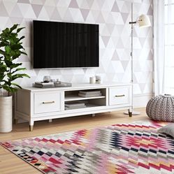 New Inbox White TV Stand With Gold Legs Fits Upto 65 Intv