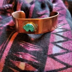 Navajo Copper Bracelet With Turquoise