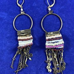 Artisitic Beaded Brass Earrings 