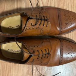 Santoni Italy | Brown Leather Goodyear Captoe Lace Up Brogue Oxford