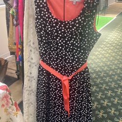 Black And Orange Short Sleeve Cotton Dress Beautiful 