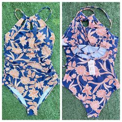 Cupshe Floral Halter One-Piece Swimsuit Size Small NEW