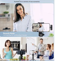 2 Pack Wireless Lavalier Microphone for iPhone iPad and Android Phone, Lapel Mic Plug and Play Wireless Mic Noise Reduction Mini Microphone for Video 