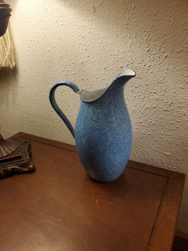 Antique granite wear blue pitcher 