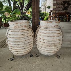 White Honeycomb Clay Pots, Planters, Plants. Talavera, Pottery $85 cada una
