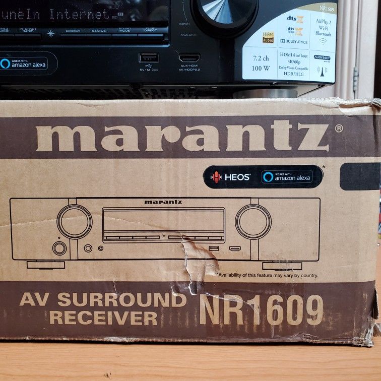 Marantz NR1609 Bluetooth Slim 7.2 Channel AV Receiver With Remote AM FM Antennas