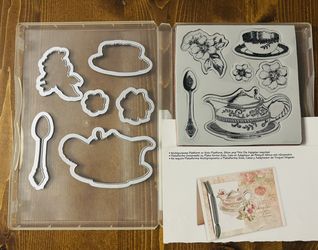 12pc TEA TIME SIZZIX Stamps & Matching Die Cuts