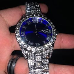 Blue Stainless Steel Diamond Watch 
