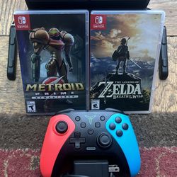 Nintendo Switch (Like new) W/ Zelda BOTW & TOTK ( Newest Zelda) , Metroid prime + More