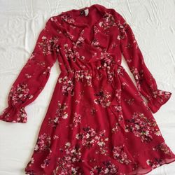 h&m red floral dress - size 6