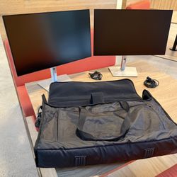 🖥️ 2× Dell U2722D 27” QHD Monitors + Trunab Dual Monitor Travel Case – Great Condition