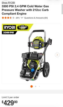 Ryobi 3300 PSI Gas Pressure Washer
