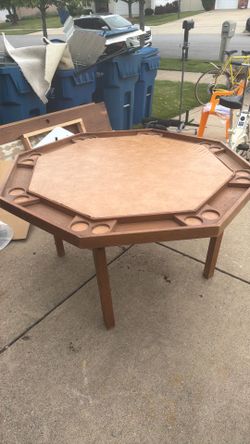 Vintage wooden poker table with folding legs