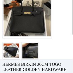 Hermes Birkin 30cm Togo Leather Gold Hardware 