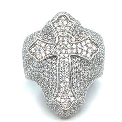 925 Sterling Silver CZ Cross Ring 12.60g Size 10 198533/5