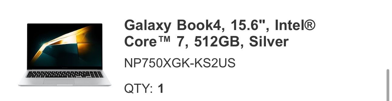 Galaxy Book4 15.6” FHD Laptop - 512GB, i7 Core