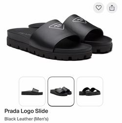 Prada Logo Slides - black leather Size 9.5