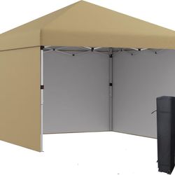 10' x 10' Pop Up Canopy Tent with 3 Sidewalls, Leg Weight Bags and Carry Bag, Height Adjustable, Instant Party Tent Event Shelter Gazebo for Garden, P