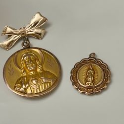 Vintage Bronze Religious Pendants 