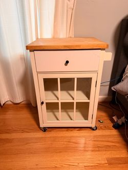 Rolling Kitchen Cart with Butcher Block Top