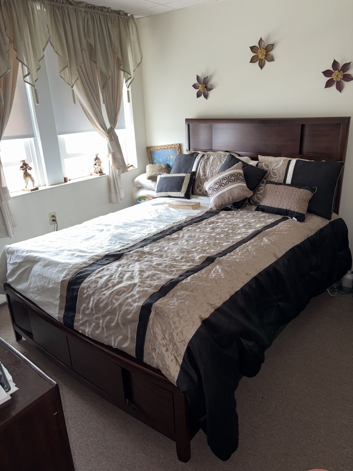 Queen bed frame and mattress