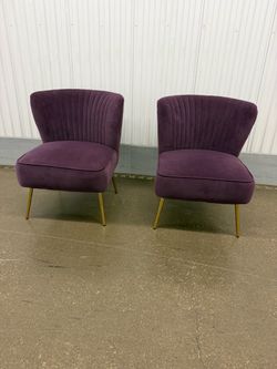Set of 2 Purple Velvet Accent Chairs