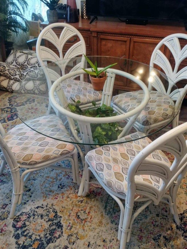 Vintage Bamboo Table and Chairs