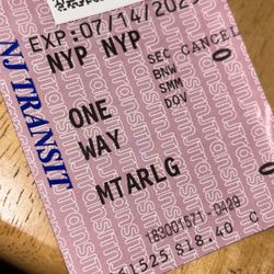 New Jersey Transit Ticket