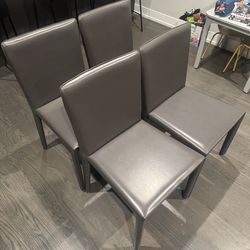 Room & Board Grey Leather Dining Chairs