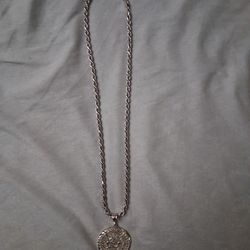 Silver 925 rope chain with Aztec calendar pendant