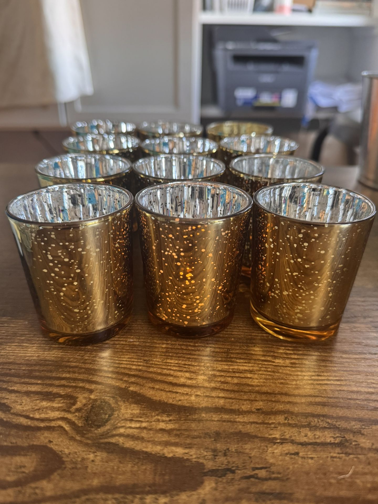 Votive Gold Sparkle Candle Vases