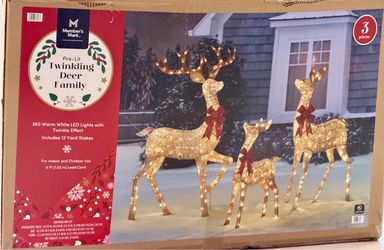 CHRISTMAS TWINKLING DEER FAMILY - 3 PIECE - IN BOX