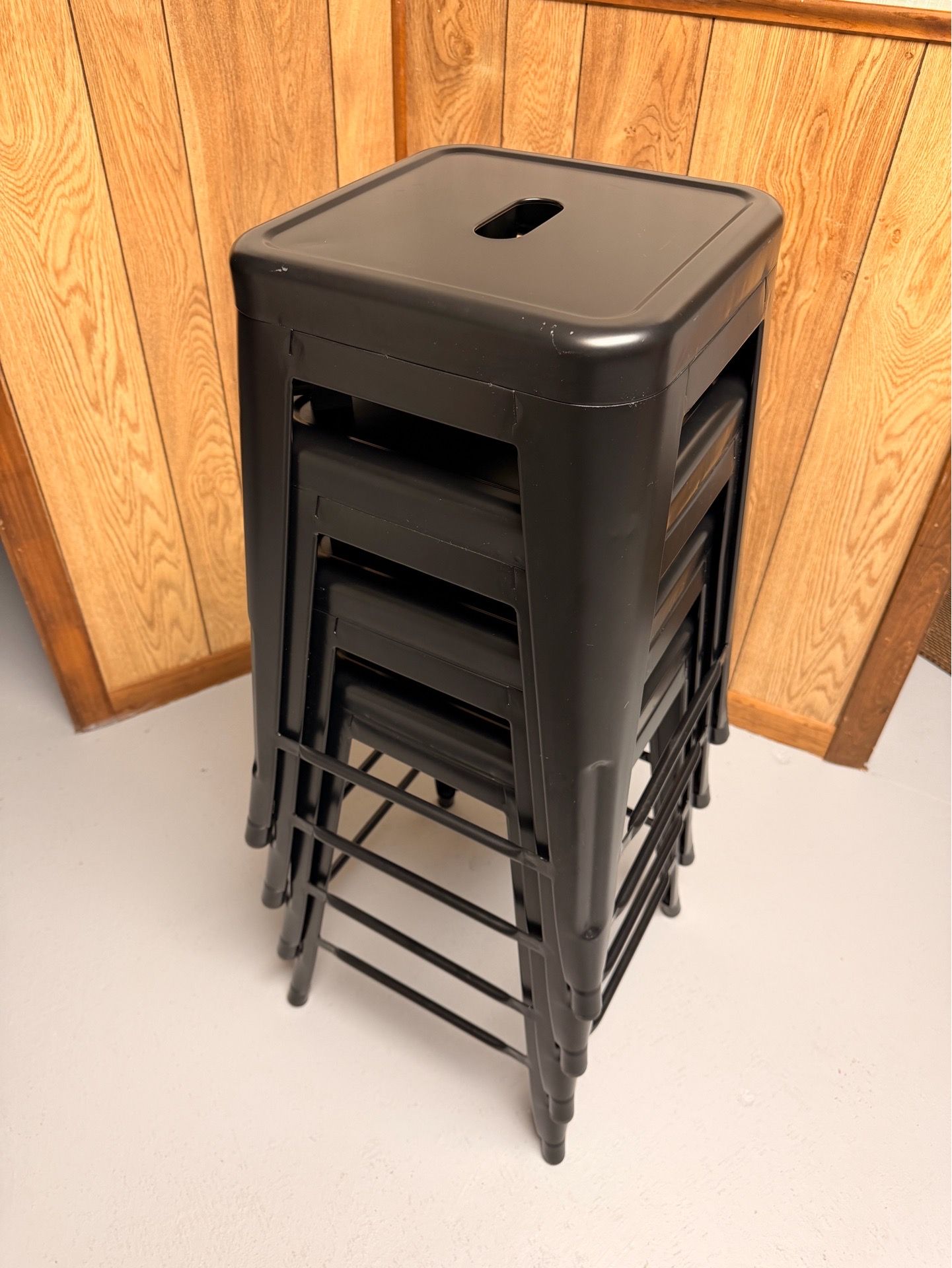 Set of 4 black metal bar stools - 24 in
